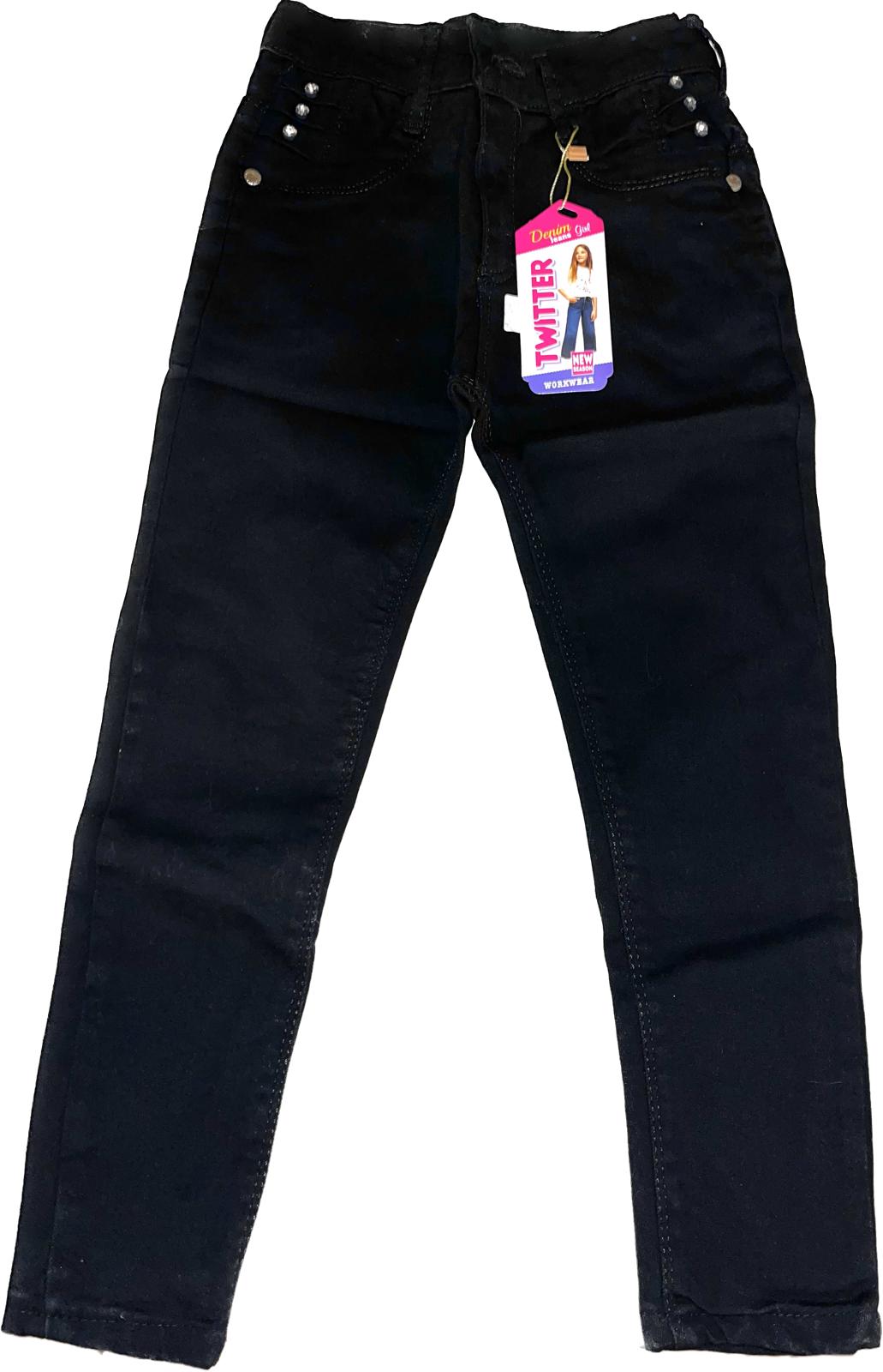 Jeans Twitter Jente Sort 6-9 år - Familie4Ever